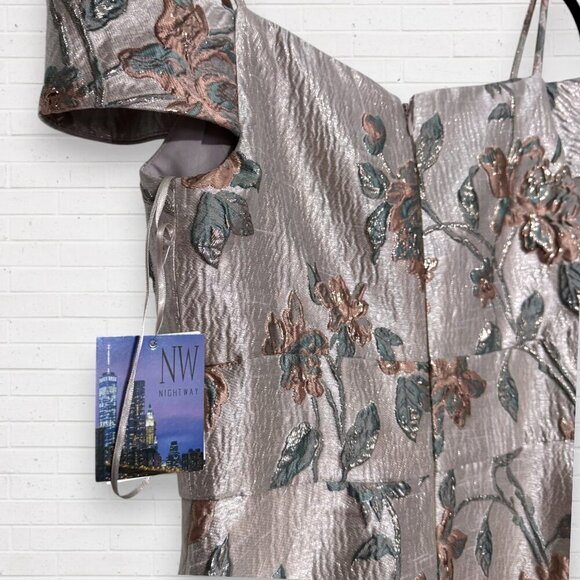 New NIGHTWAY NY Off The Shoulder Brocade 21937 Rose Ball Prom Gown Slit Formal 4 - Picture 6 of 13